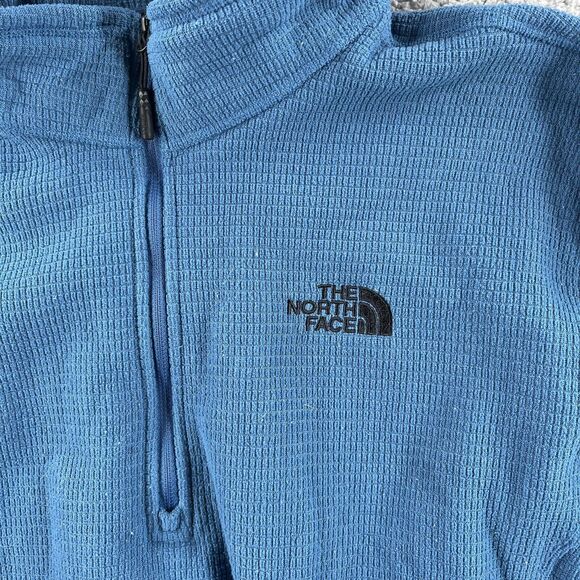 The North Face Sweater Mens Extra Large Blue Pullover Fleece Jacket Waffle 1/4* - Picture 2 of 7